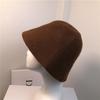 Sombrero de pescador elegante de lana a la moda coreana para otoño e invierno, cálido, estilo japonés, color sólido, artístico, moca, moderno