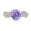 Anel Colorido com Pedra Preciosa Corte Rosa para Mulheres, Super Brilhante Diamante de Alto Carbono Flor de Ameixa Anel Joia, Transmissão ao Vivo, Dropshipping de Peça Única