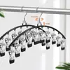 Tendedero de Calcetines de Acero Inoxidable con 10 Pinzas, Colgador de Balcón Multipinzas a Prueba de Viento para Secar Ropa Interior y Calcetines, Uso Doméstico