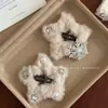 Pinza de Pelo de Felpa Dulce con Perlas y Copos de Nieve para Otoño e Invierno para Mujer, Pasador para Recoger el Cabello Suelto en la Parte Posterior de la Cabeza, Pinza para Flequillo Lateral