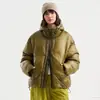 Chaqueta de Plumas para Hombre Color Puro Estilo Holgado Marca de Moda High Street Engrosada Resistente al Frío y Cálida Chaqueta de Invierno con Doble Cremallera y Capucha