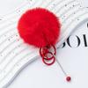 Nuevo Llavero de Bola de Cuentas DIY Llavero de Peluche Colgante Colgante Corazón de Niña Llavero Peludo