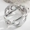 Pulsera Trendy de Patrón de Ola Irregular, Brazalete Liso Abierto, Suministro de Joyería de Gama Alta de Nicho para Comercio Exterior
