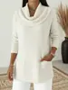 2025 Comércio Exterior Transfronteiriço Site Independente Roupas Femininas Amazon Outono e Inverno Novo Suéter de Manga Longa de Cor Sólida com Bolso