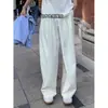 Pantalones blancos cleanfit para hombre verano finos de pierna recta pantalones de traje caída alta gama pierna ancha versátiles pantalones casuales