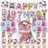 Venda Quente Tema Gato KT Hello Kitty Bandeira de Festa de Aniversário Infantil Pingente Espiral Suprimentos Decorativos para Bolo