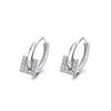 Aretes Geométricos Redondos con Zirconia Incrustada para Mujer Plata de Ley 925 Elegantes Coreanos ins Viento Frío Argolla para la Oreja
