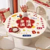 Mantel individual redondo para casa nueva, mantel festivo rojo impermeable y resistente al calor, pieza decorativa para mesas redondas pequeñas y mesas de centro