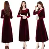 Falda de Terciopelo Estilo Coreano Dongdaemun Transfronteriza Gordita mm Otoño e Invierno Nuevo Talla Grande Efecto Adelgazante Reductor de Edad Elegante Vestido de Cuello Redondo para Mujer