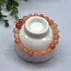 Pulsera de Joyería de Seda Dorada de Xinjiang al por mayor Pulsera de Piedra Aventurina Roja Dulce con Cuentas Redondas para Mujeres Suministro para Transmisiones en Vivo Dropshipping