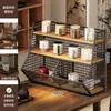 Estante de Almacenamiento con Portavasos para Escritorio, Estante en Capas para Snacks de Encimera, Portavasos, Mesa de Café, Mesa Auxiliar, Organizador de Almacenamiento de Gran Capacidad