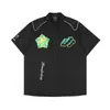 Camisa Retro Americana Hip Hop Corrida de Rua Masculina Manga Curta Verão Solta ins Marca Tendência Moto Fina