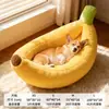 Cama creativa con forma de plátano para gatos y perros, antideslizante y resistente al desgaste, relleno cálido de algodón PP, adecuada para todas las estaciones, disponible para envío directo