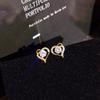 Pendientes de pin de plata con microincrustaciones de circonita, diseño pequeño y con sentido, pendientes de amor de moda famosos en Internet, clip para oreja simple para estudiantes para mujer