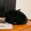 Boina de Pelo de Coelho de Alta Qualidade para Mulheres, Outono e Inverno, Circunferência da Cabeça Grande, Faz o Rosto Parecer Menor, Chapéu de Artista Branco, Boina Artística Versátil