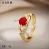 Anillos de Zirconia Europeos y Americanos Más Vendidos Transfronterizos, Estilo Lujo Ligero, Sensación de Alta Gama, Anillo Abierto para Mujer, Anillo con Forma de Corazón de Regalo