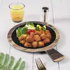 Prato Preto de Melamina Plástico Prato de Jantar Estilo Ocidental Prato Raso Bandeja para Pizza Bife de Restaurante Prato para Churrasco Uso Comercial
