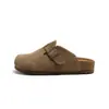 Zapatos planos para mujer estilo Birkenstock de piel auténtica con plataforma interior, modelo otoño 2026, suela suave y cómoda, zuecos retro de punta cerrada para mujer