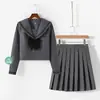 Paquete de Recomendación de Artículo Popular Posventa Gris Dos Volúmenes Traje de Marinero Auténtico Uniforme JK Otoño Manga Larga Falda Plisada Conjunto Auténtico Japonés