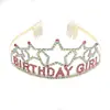 Faixa de cabelo de strass europeia e americana para MENINA DE ANIVERSÁRIO coroa de menina de aniversário