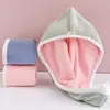 Gorro grueso de forro polar de coral de doble capa bicolor para secar el pelo, toalla de secado rápido, toalla para secar el pelo, absorbente para el hogar, gorro de ducha baotou