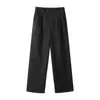 Calça Elegante de Tecido Fluido Wide-Leg para Mulheres 2026 Nova Coleção Início da Primavera Cintura Alta Emagrecedora Casual Calça Reta Solta