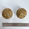 Bola de Vime Descascada Personalizada, Bola de Rattan Natural Tecida à Mão, Bola de Grama, Bola Brinquedo para Roer e Dentição de Pet para Aliviar o Tédio