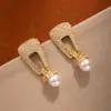 Pendientes de Perla de Estilo Igual Popular Pendientes Elegantes Versátiles Moda Japonesa y Coreana Agujas de 925