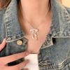 S925 Sterling Silver Light Luxury High-end Tridimensional Bow Ribbon Design Colar Internet Celebrity Sweet Celebrity Silver Pendant