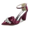 2025 Tacón Grueso Punta Fina Hueco Pulsera de Pedrería Zapatos de Boda Zapatos de Novia Zapatos de Dama de Honor Zapatos de Banquete 2014-107