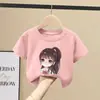 Camiseta de Manga Curta para Meninas Verão 2026 Novo Estilo Roupas Infantis de Meia Manga Estilosas e Bonitas Tops para Meninas Mais Velhas