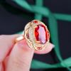Estilo palacio retro italiano traje rojo granate con circonita collar de flor pendientes de diamante rojo anillo de tesoro abierto de colores