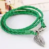 Moda Europea y Americana Nuevo Original Pulsera de Cuero Étnico Tejida a Mano Pulsera Vintage de Aleación con Alas