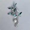 Broche de Libélula de Cristal Azul, Gama Alta, Elegante y Versátil Broche de Perlas para Mujer, Diseño de Lujo Ligero, Pin, Accesorio para Traje