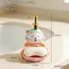 Jabonerera Linda de Gato de la Suerte con Drenaje, Alto Valor Estético, Botella Dispensadora de Gel Hidroalcohólico Tipo Prensa con Bandeja para Jabón, Adorno Decorativo para Uso Doméstico