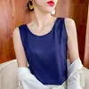 Camisola de Verano Ropa Interior para Mujer con Traje Satén Seda Sin Mangas Superior Seda Hielo Base Ropa Exterior Imitación Seda de Morera