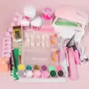Traje de Arte para Uñas Polvo de Cristal para Arte de Uñas Polvo Blanco Traje Transparente Brillo de 12 Colores Uña Francesa Principiante Aprendizaje en Casa Juego Completo