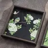 Bandeja de Té Vintage Rectangular Organizador de Joyería de Escritorio Caja de Almacenamiento para Llaves de Entrada Lujo Ligero Cuero Hogar Juego de Té