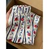 Pantalones casuales con estampado floral retro artístico para mujer, pantalones anchos y finos de verano con efecto desgastado, pantalones anchos y holgados de estilo nicho.