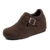 Sapatos Birkenstock Femininos com Salto Escondido e Forro de Lã, Cobertura Total, Mocassins Peludos de Solado Grosso Outono/Inverno 2025, Sapatos de Algodão Birkenstock, Mocassins
