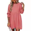Ropa de Mujer Transfronteriza Europea y Americana 2026 Amazon Shein Cuello Redondo Cintura Ajustada Puños Plisados Vestido Casual