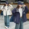 Chaqueta con capucha para niña 2026 nuevo estilo coreano moderna holgada a cuadros con bloques de color top casual para niños mayores