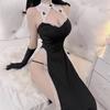 Nova Roupa Íntima Sexy de Bai Ling Cosplay Role Player Sexy Uniforme de Freira Puro Desejo Vestido com Fenda e Renda