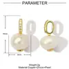 Colgante de Colgante de Collar DIY de Cobre Zirconia Perla de Agua Dulce Lazo de Lujo Ligero Europeo y Americano Colgante de Joyería Elegante Redondo para Mujer