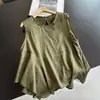2026 Saia Estilo Camisa Fina Sem Mangas Tencel Linho Camiseta Colete Curto Camisa Base Atacado N5 Dt3287