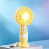 Ventilador portátil com display digital inteligente e base de suporte para celular, carregador de mesa ajustável com 10 ventos, pequeno ventilador