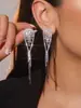 Pendientes de Triángulo Geométrico Largo Dingka Long con Strass para Mujer, Pendientes de Botón Geométricos Huecos Versátiles y de Moda