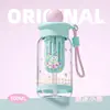 Taza con Popote, Taza de Té de Flores para Estudiantes, Taza de Agua, Taza de Plástico Portátil con Popote, Taza de Gran Capacidad, Venta al por Mayor