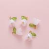 Acessórios para joias DIY de 1,5 cm, lírio perolado, orquídea colorida, folhas tridimensionais, flor, pulseira, chaveiro, pingente de colar