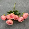 Ramo de Rosas Artificiales de 7 Cabezas Princesa Real de Venta Caliente Transfronteriza, Flores de Seda Falsa para Bodas, Decoraciones de Sala de Estar, Venta al por Mayor